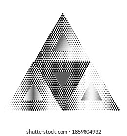 Abstract Triangle Geometrical Background . Modern Halftone Dotted Logo . Vector.