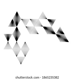 Antecedentes geométricos del triángulo abstracto. Logo de líneas triangulares modernas. Vector. Op art.