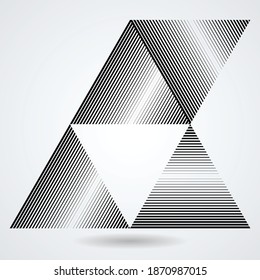 Abstract Triangle Geometrical Background . Modern Triangular lines Logo . Vector. Op art .