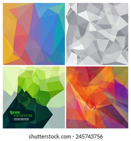 Abstract triangle geometrical vector background set.