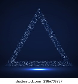 Abstract triangle of glowing particles. Neon triangle. Isolated vector illustration