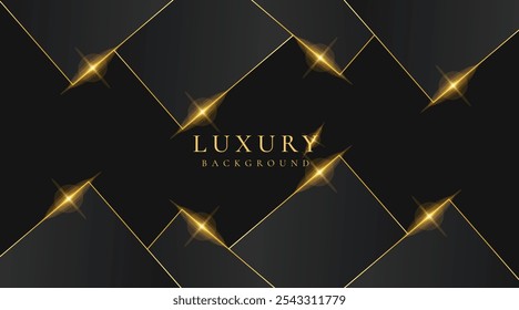 Abstract triangle gray and shining golden lines luxury background
