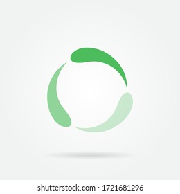 Abstract triangle green leaf logo. Green triangular eco recycle icon. Ecology, technology, bio style templates design. Stock - Vector illustration