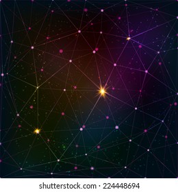 Abstract triangle grid on cosmic background