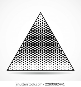 Abstract triangle with halftone dots. Geometrical logo. Vector design element