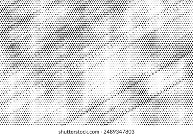 Abstract triangle halftone pattern dot background texture overlay grunge distress linear vector. Retro comic background halftone dots, pop art style. Vector illustration.