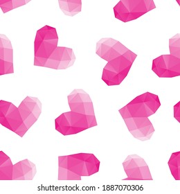 Abstract triangle heart seamless pattern backgrounds. Wrapping paper, postcard design. Vector illustration