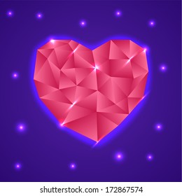 Abstract Triangle Heart. Valentine Card. Vector