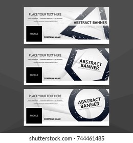 Abstract triangle hexagon circle grunge banner template, horizontal advertising business banner layout template flat design set , clean abstract cover header background for website design