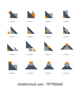 Abstract triangle icon set, logo element, symbol vector