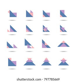 Abstract triangle icon set, logo element, symbol vector