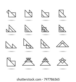 Abstract triangle icon set, logo element, symbol vector