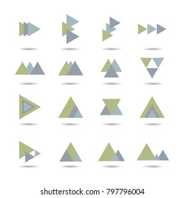 Abstract triangle icon set, logo element, symbol vector