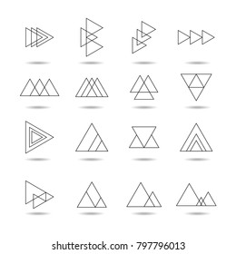 Abstract triangle icon set, logo element, symbol vector