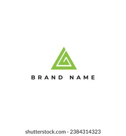 Abstract triangle initial letter AH or HA Logo design Vector illustration in green color isolated on a white background. Abstract letter AH logo applied for Business Recruitment Company logo design