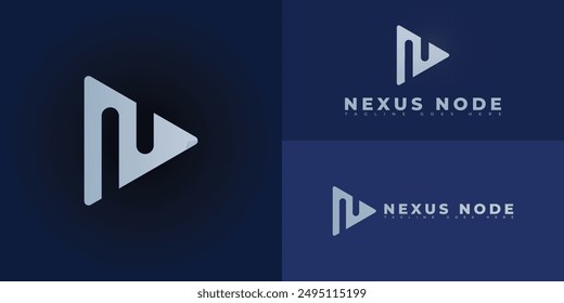 Abstract triangle initial letter N or NN in white color isolated on multiple background colors. The logo is suitable for modern online video converter logo design inspiration templates.