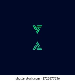 abstract triangle initial V A letter logo design