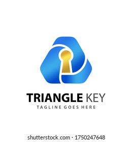 Abstract Triangle Key Logo Design Vector Illustration Template Stock
