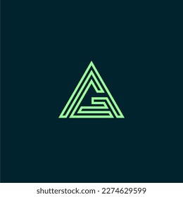 Abstract triangle letter A G logo