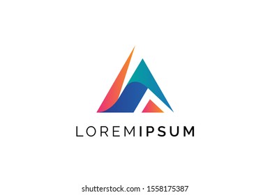 Abstract triangle letter A logo design template vector graphic