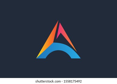 Abstract triangle letter A logo design template vector graphic