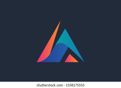 Abstract triangle letter A logo design template vector graphic