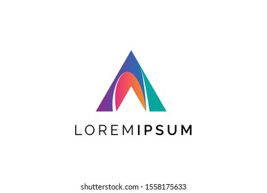 Abstract triangle letter A logo design template vector graphic