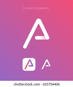 Abstract triangle letter A origami style logo template. Application icon