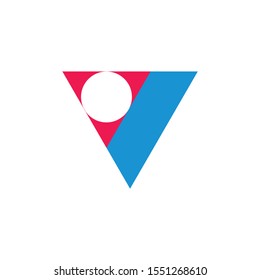 abstract triangle letter v geometric circle symbol logo vector
