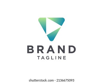 Plantilla de logotipo del vector V de la letra triangular abstracta
