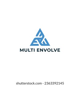 Abstract triangle letters ME or EM logo design vector template in blue color isolated on a white background. Abstract letter ED logo applied for media company logo design inspiration template