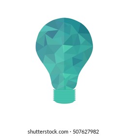 abstract triangle lightbulb in green on isolated illustration