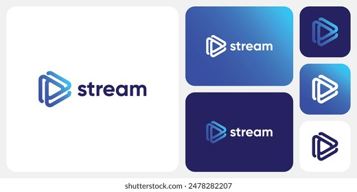 Abstractas triángulo en forma de línea juega el diseño del logotipo del Vector de Botón con un estilo moderno, simple y limpio.