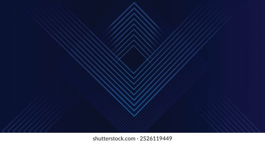 Linhas de triângulo abstrato em fundo azul. Projeto de arte de linha de faixa geométrica. Modernas linhas azuis brilhantes. Conceito de tecnologia futurista.
