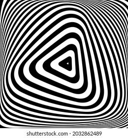 Abstract triangle lines op art pattern with Illusion of rotation torsion movementand 3D effect. Vector illustration.