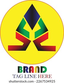 abstract triangle logo with colorful circle frame suitable for brand, school, company and others