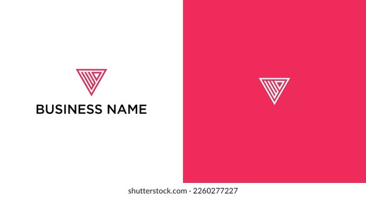Abstract Triangle Logo Design, Geometric Minimalist Style, Corporate Branding and Business Identity, On White and Pink Background.