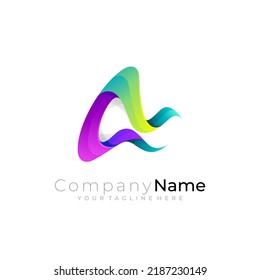 Abstract triangle logo design vector, 3d colorful