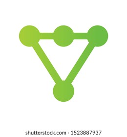 Abstract triangle logo, digital technology concept, letter v connection icon