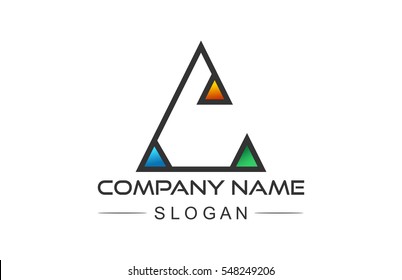 abstract triangle logo, icon, symbol in line with outline