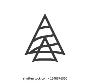 Abstract triangle, logo a letter icon, arrow sign and mountain