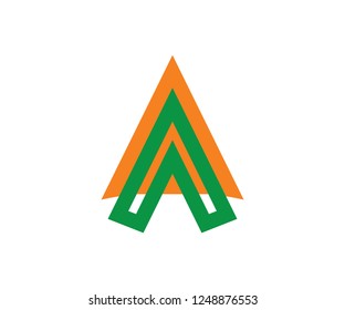 Abstract triangle, logo a letter icon, arrow sign and mountain