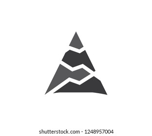 Abstract triangle, logo a letter icon, arrow sign and mountain