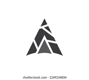 Abstract triangle, logo a letter icon, arrow sign and mountain