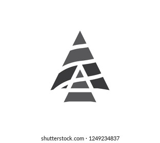 Abstract triangle, logo a letter icon, arrow sign and mountain