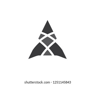 Abstract triangle, logo a letter icon, arrow sign and mountain