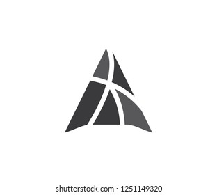 Abstract triangle, logo a letter icon, arrow sign and mountain