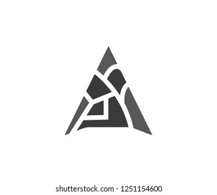 Abstract triangle, logo a letter icon, arrow sign and mountain