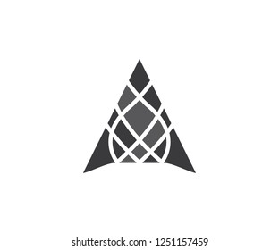 Abstract triangle, logo a letter icon, arrow sign and mountain