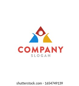 Abstract Triangle Logo With People silhouette on the center